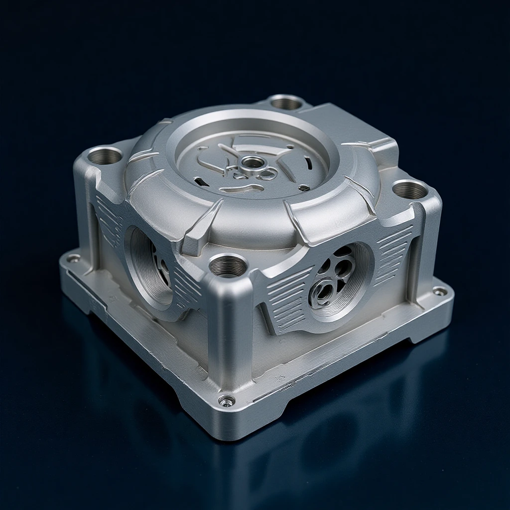 Raw aluminum billet machined into an engine cover