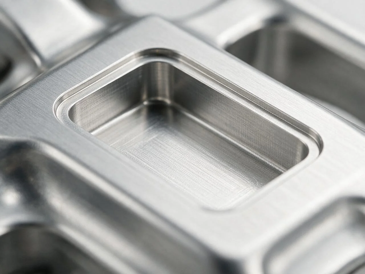 Close-up of a machined seal groove on a bicycle brake caliper body