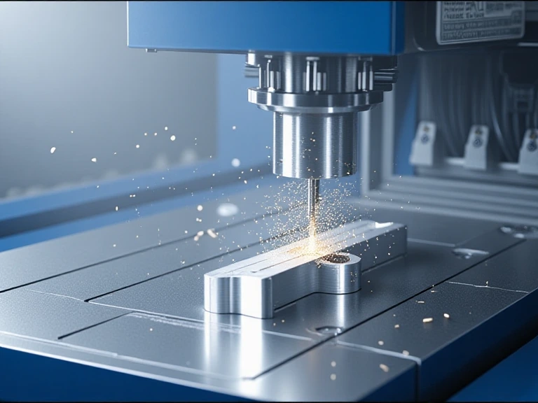 CNC milling cutter machining a fixed metal workpiece