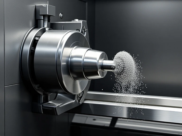 CNC lathe turning a cylindrical metal workpiece