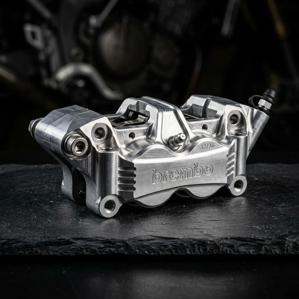 CNC machined motorcycle brake caliper