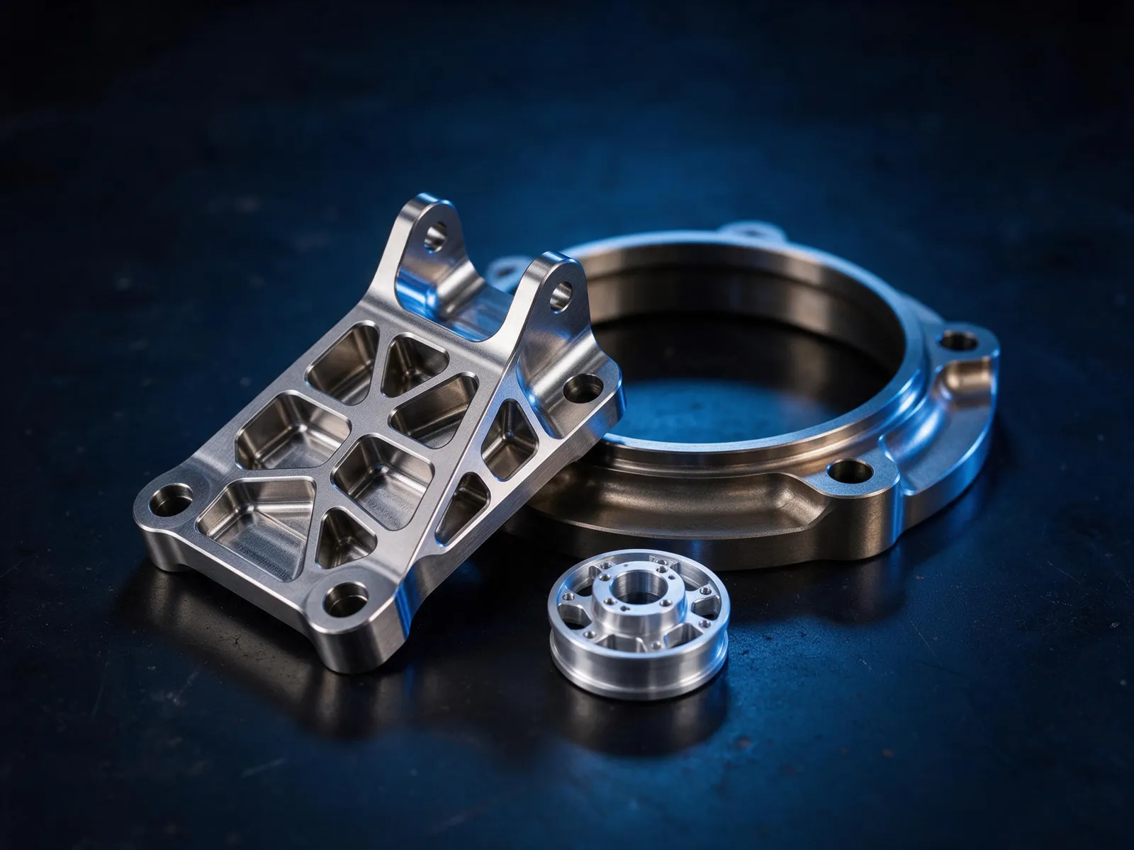 CNC machined space station, rocket, and rover components